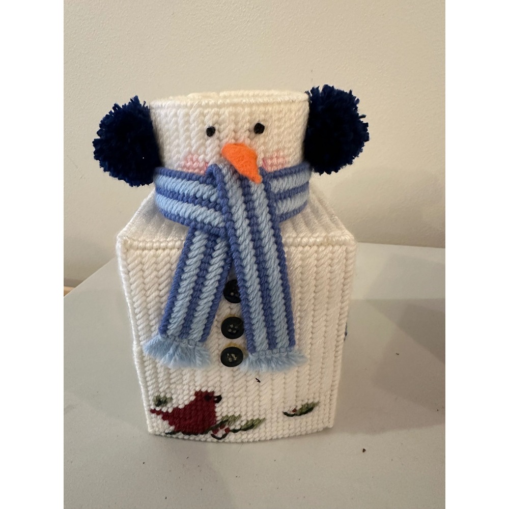 Mary Maxim Snowman Plastic Canvas Tissue Box Cover